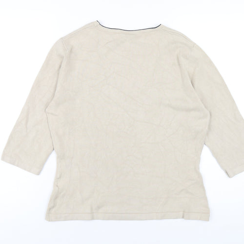 Alex & Co Womens Beige Scoop Neck Viscose Pullover Jumper Size 14