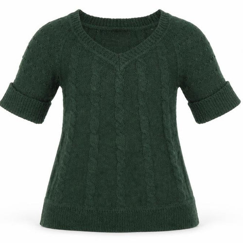 Mango Womens Green V-Neck Acrylic Pullover Jumper Size S