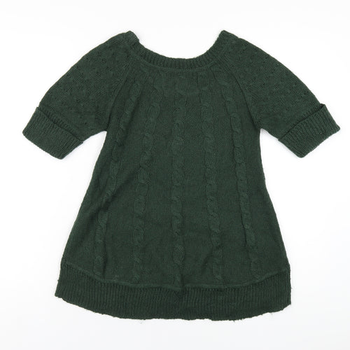 Mango Womens Green V-Neck Acrylic Pullover Jumper Size S
