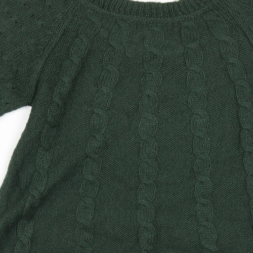 Mango Womens Green V-Neck Acrylic Pullover Jumper Size S