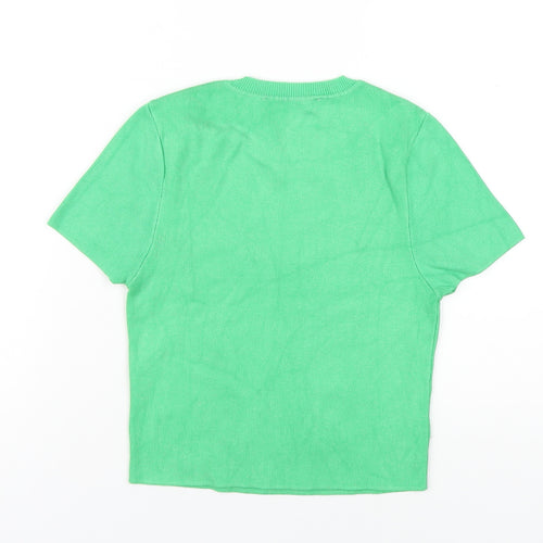 Zara Womens Green Viscose Basic T-Shirt Size M Crew Neck