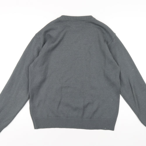 Diesel Mens Grey V-Neck Acrylic Pullover Jumper Size L Long Sleeve