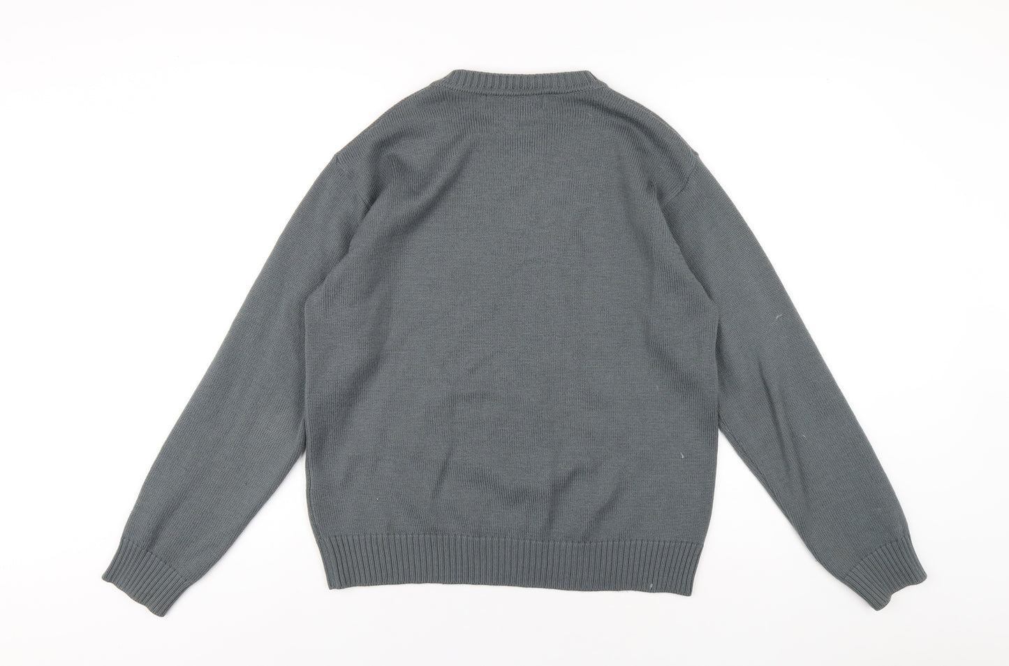 Diesel Mens Grey V-Neck Acrylic Pullover Jumper Size L Long Sleeve