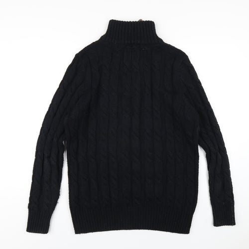 Superdry Mens Black High Neck Acrylic Pullover Jumper Size XL Long Sleeve