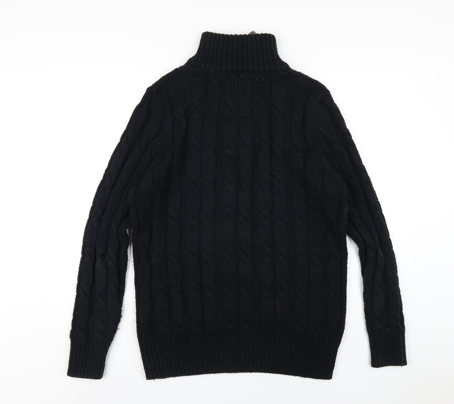 Superdry Mens Black High Neck Acrylic Pullover Jumper Size XL Long Sleeve