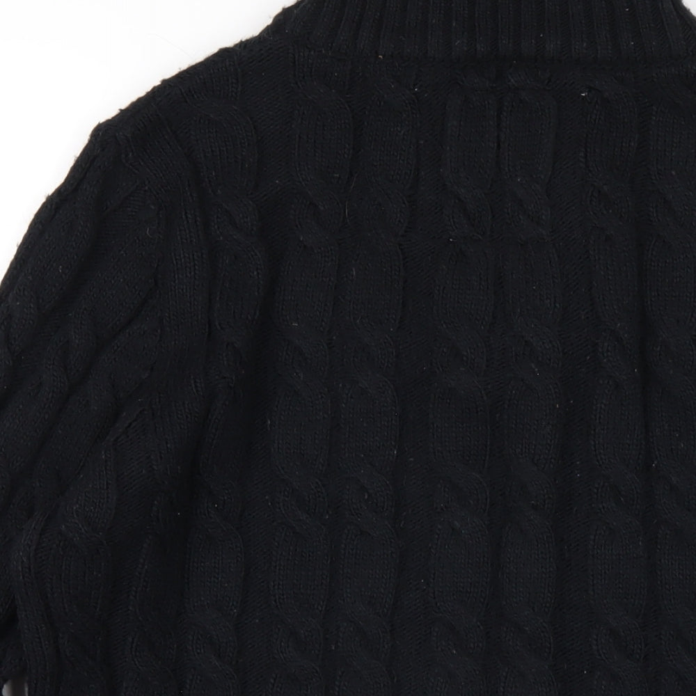 Superdry Mens Black High Neck Acrylic Pullover Jumper Size XL Long Sleeve
