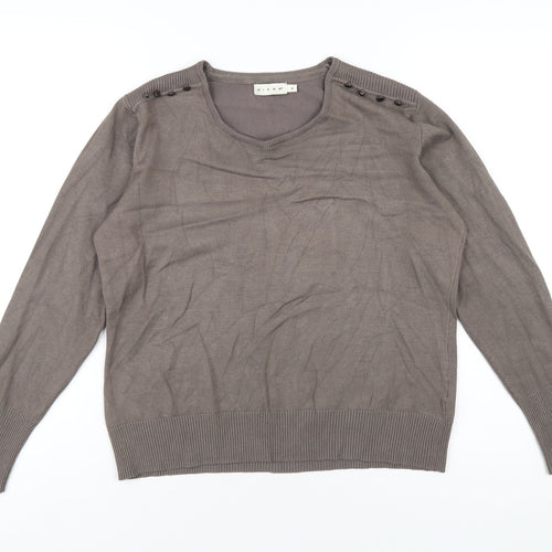 Micha Womens Brown Scoop Neck Viscose Pullover Jumper Size XL