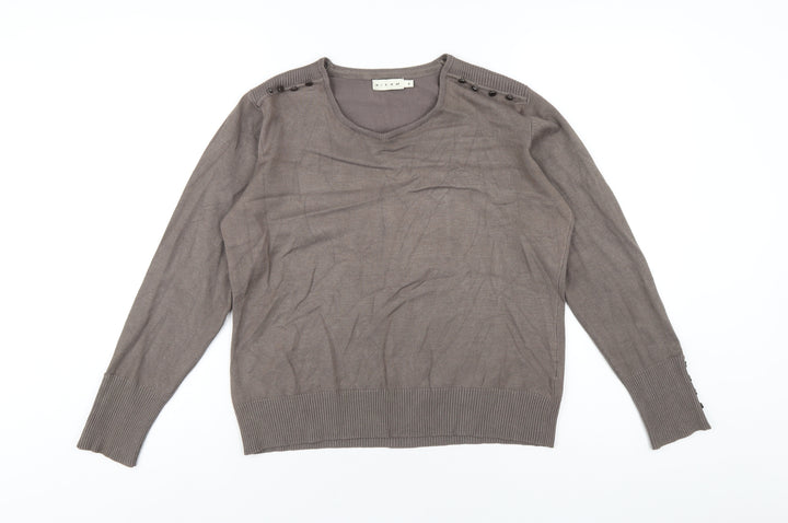 Micha Womens Brown Scoop Neck Viscose Pullover Jumper Size XL