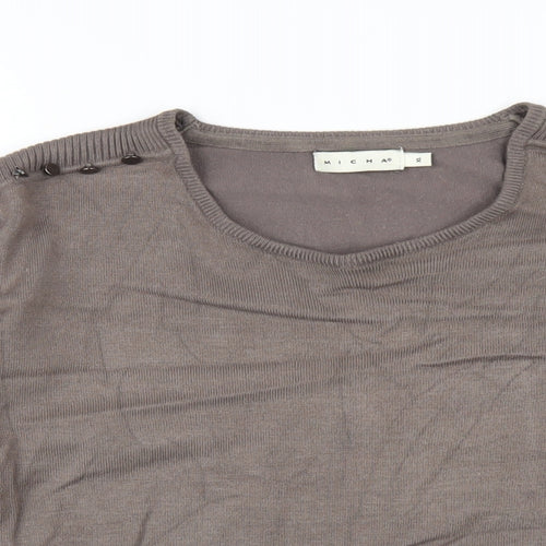 Micha Womens Brown Scoop Neck Viscose Pullover Jumper Size XL