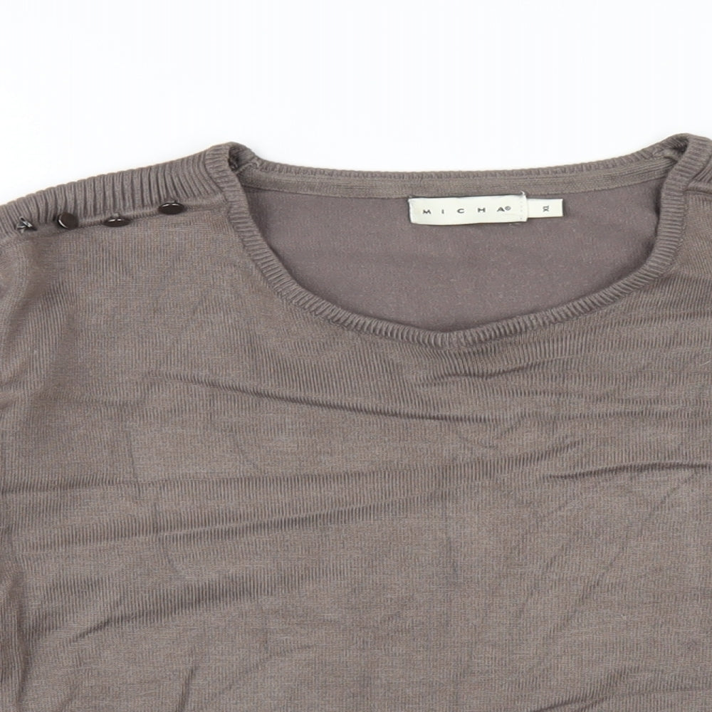 Micha Womens Brown Scoop Neck Viscose Pullover Jumper Size XL