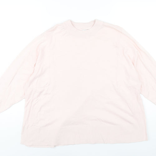 Kin Womens Pink Crew Neck Cotton Pullover Jumper Size S
