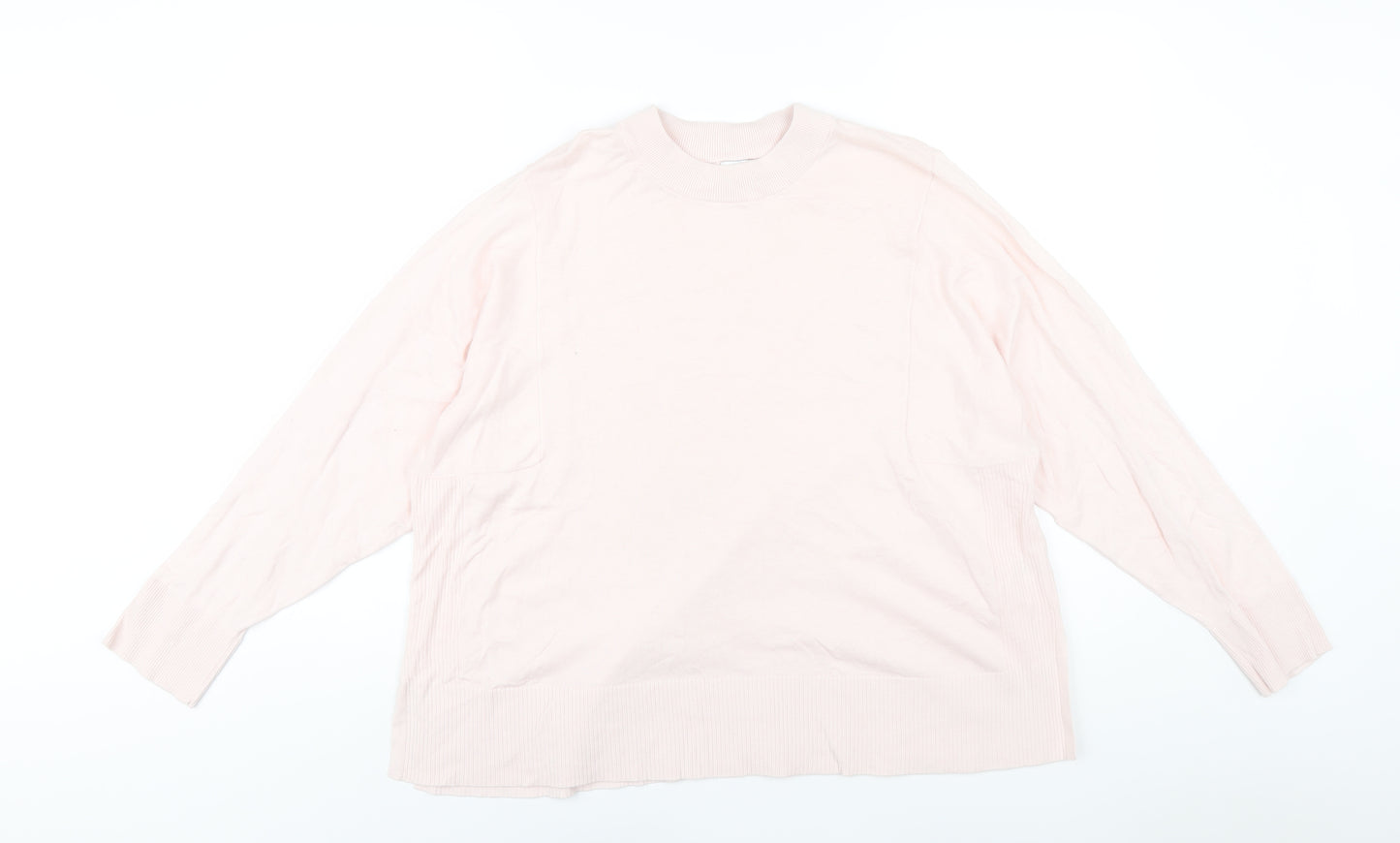 Kin Womens Pink Crew Neck Cotton Pullover Jumper Size S
