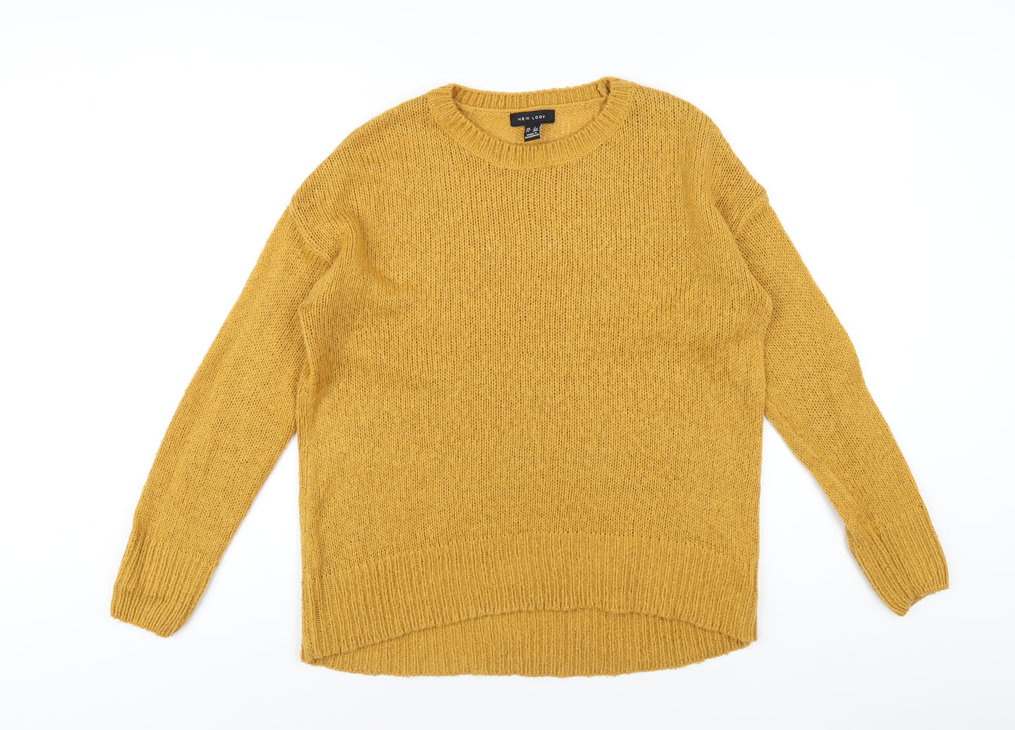New Look Womens Yellow Round Neck Acrylic Pullover Jumper Size S