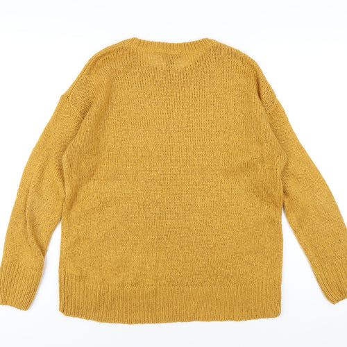 New Look Womens Yellow Round Neck Acrylic Pullover Jumper Size S