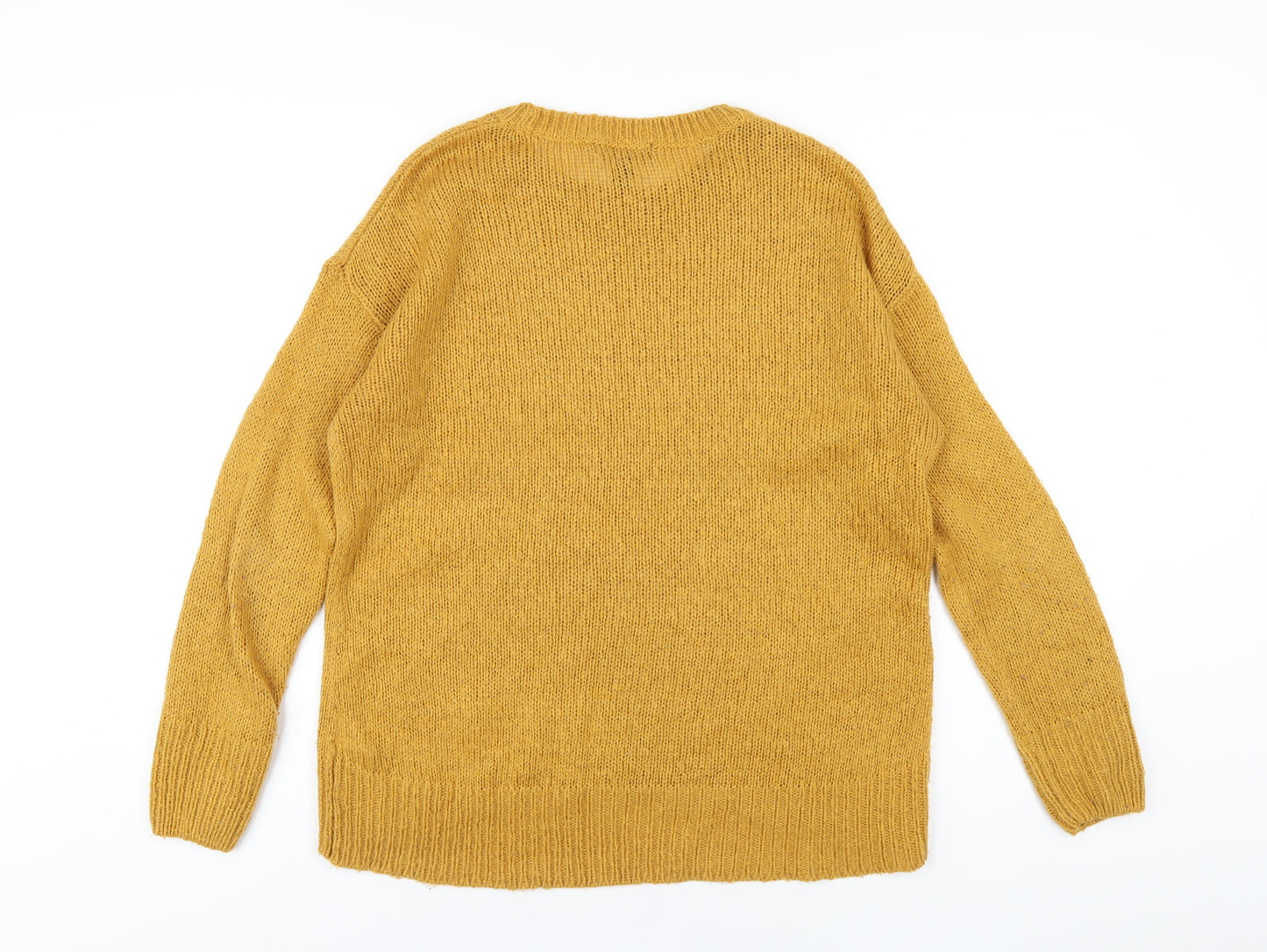 New Look Womens Yellow Round Neck Acrylic Pullover Jumper Size S