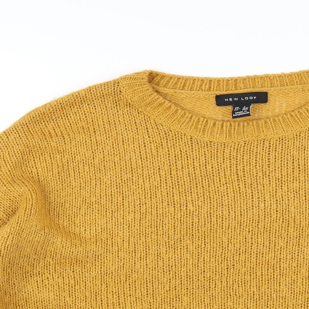 New Look Womens Yellow Round Neck Acrylic Pullover Jumper Size S