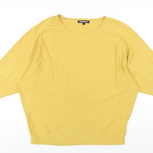 Paramour Womens Yellow Round Neck Viscose Pullover Jumper Size M