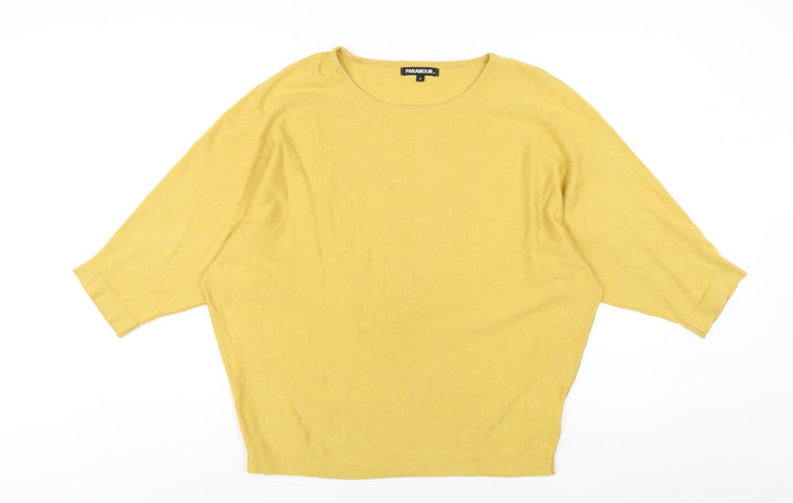 Paramour Womens Yellow Round Neck Viscose Pullover Jumper Size M