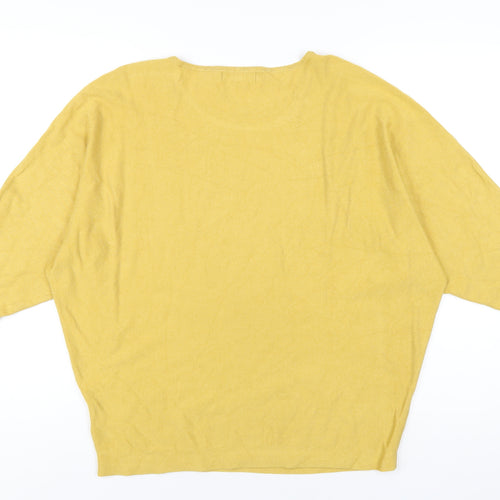 Paramour Womens Yellow Round Neck Viscose Pullover Jumper Size M
