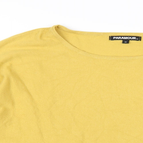 Paramour Womens Yellow Round Neck Viscose Pullover Jumper Size M