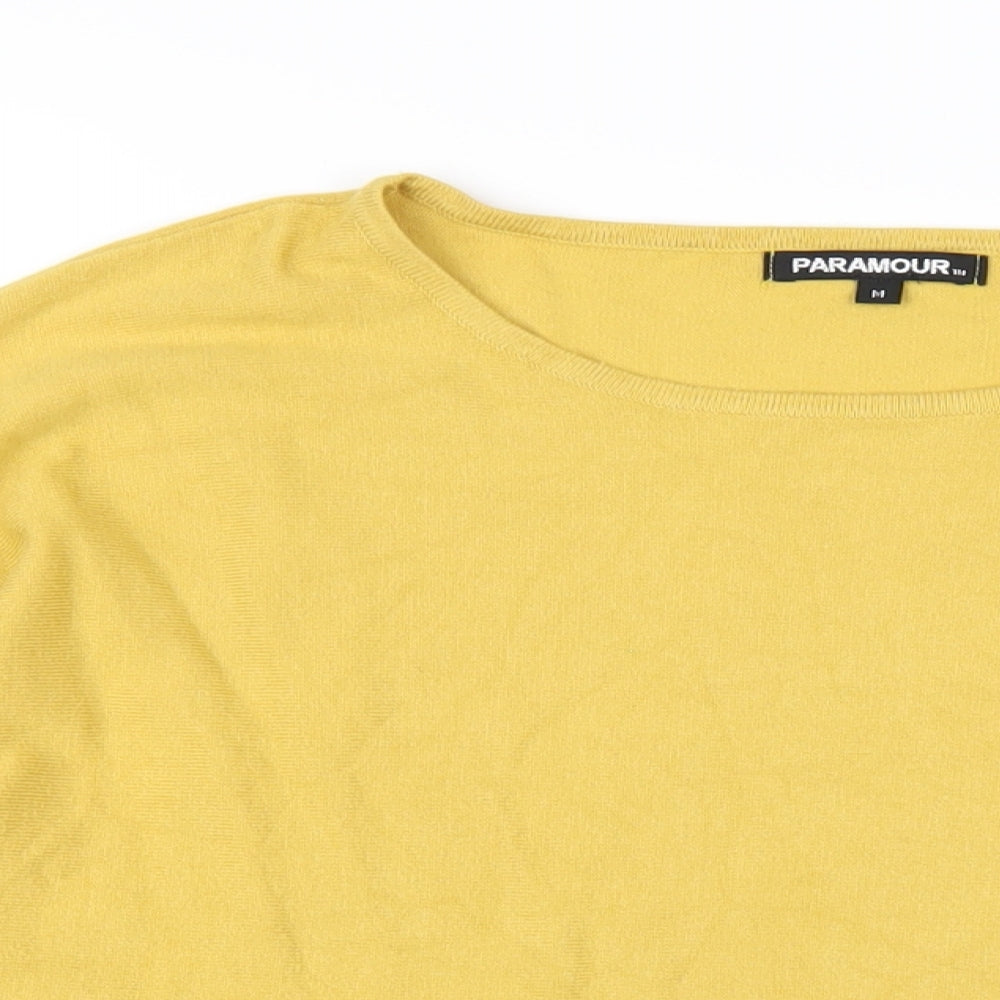Paramour Womens Yellow Round Neck Viscose Pullover Jumper Size M