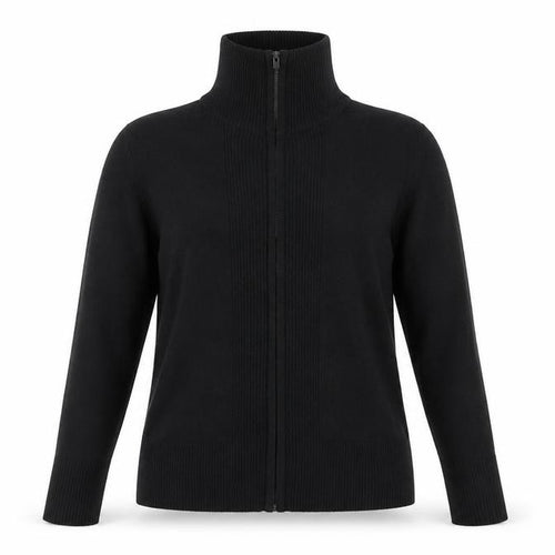 MK One Womens Black High Neck Acrylic Full Zip Jumper Size 16