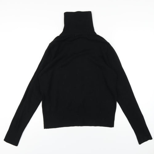 MK One Womens Black High Neck Acrylic Full Zip Jumper Size 16