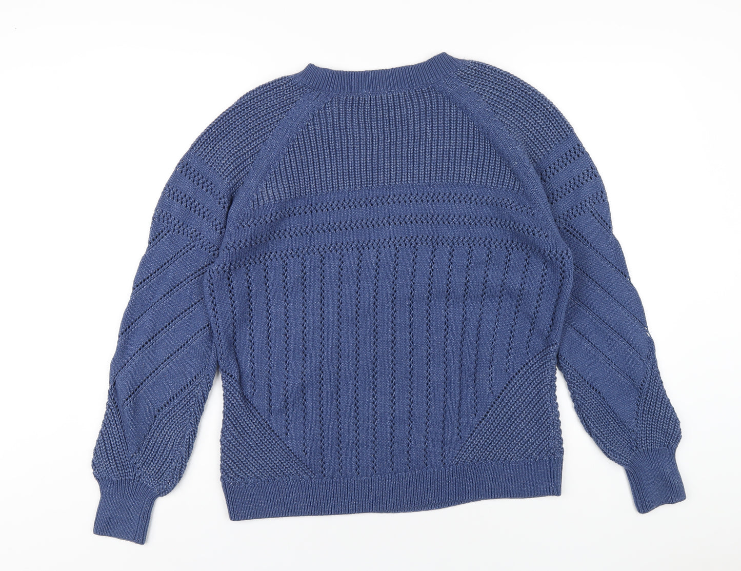 Marks and Spencer Womens Blue V-Neck Cotton Pullover Jumper Size M