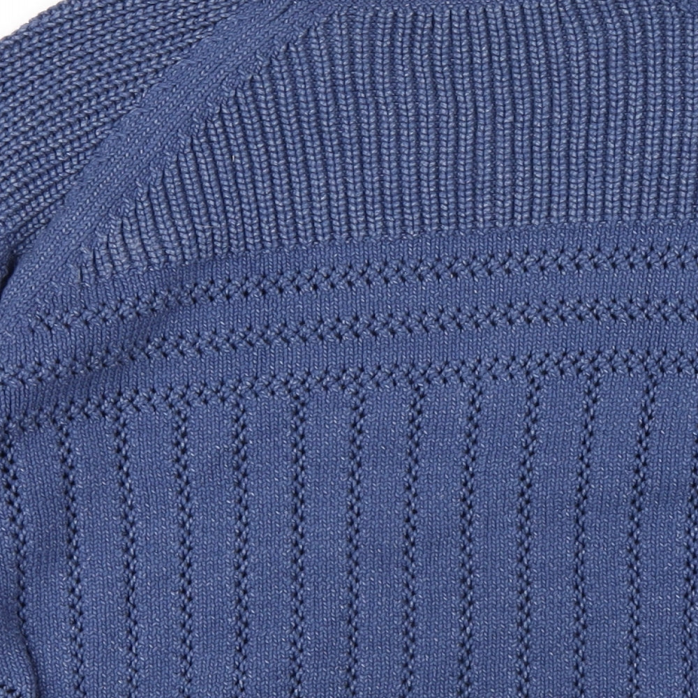 Marks and Spencer Womens Blue V-Neck Cotton Pullover Jumper Size M