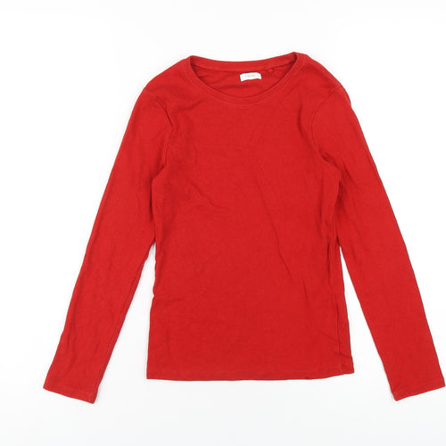 NEXT Girls Red Cotton Basic T-Shirt Size 10 Years Round Neck Pullover