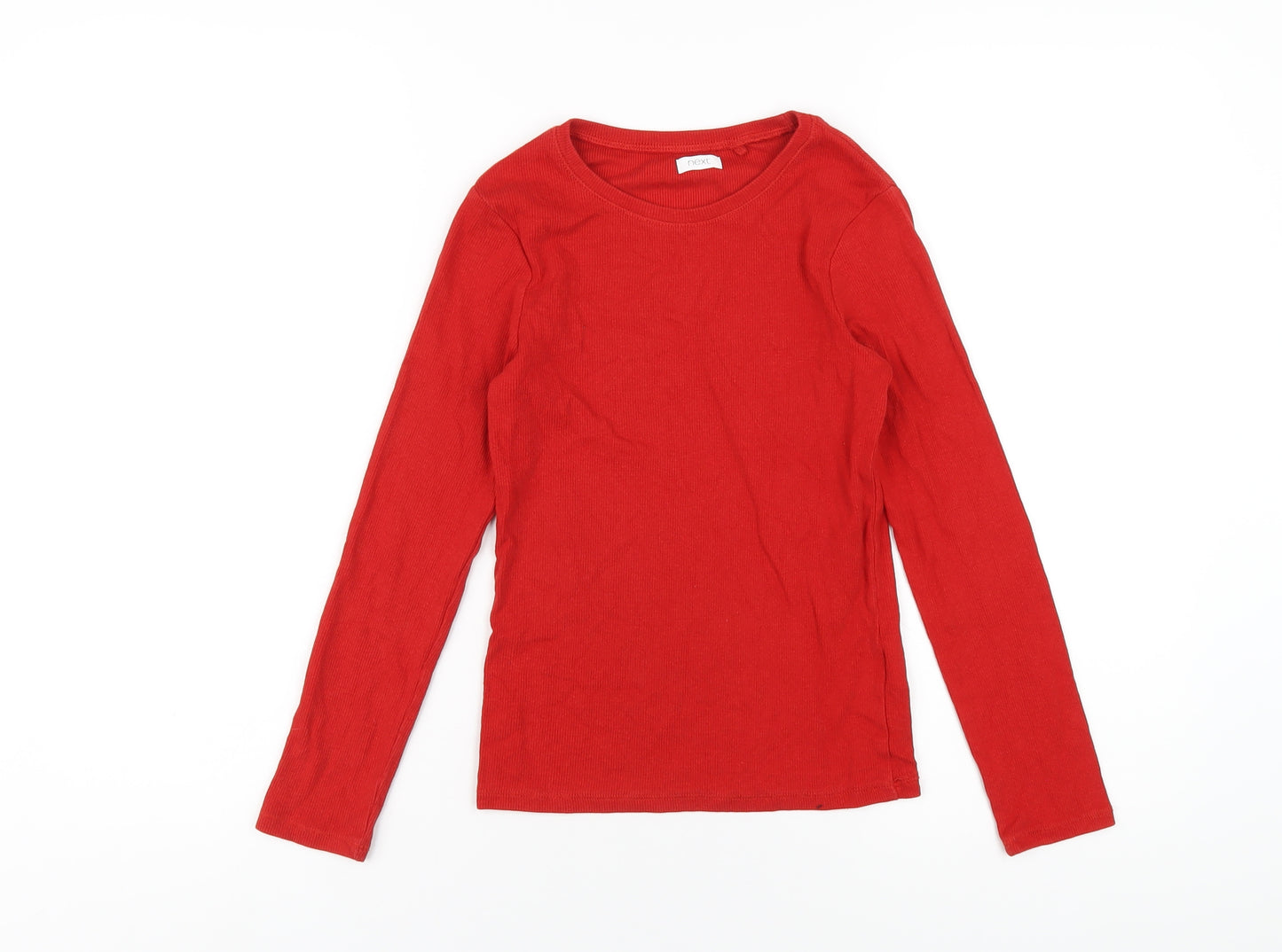 NEXT Girls Red Cotton Basic T-Shirt Size 10 Years Round Neck Pullover