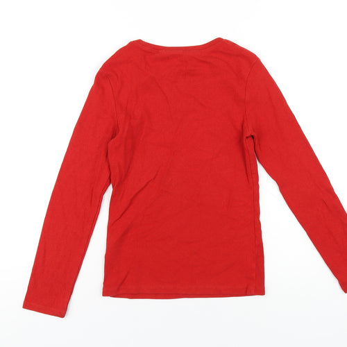 NEXT Girls Red Cotton Basic T-Shirt Size 10 Years Round Neck Pullover