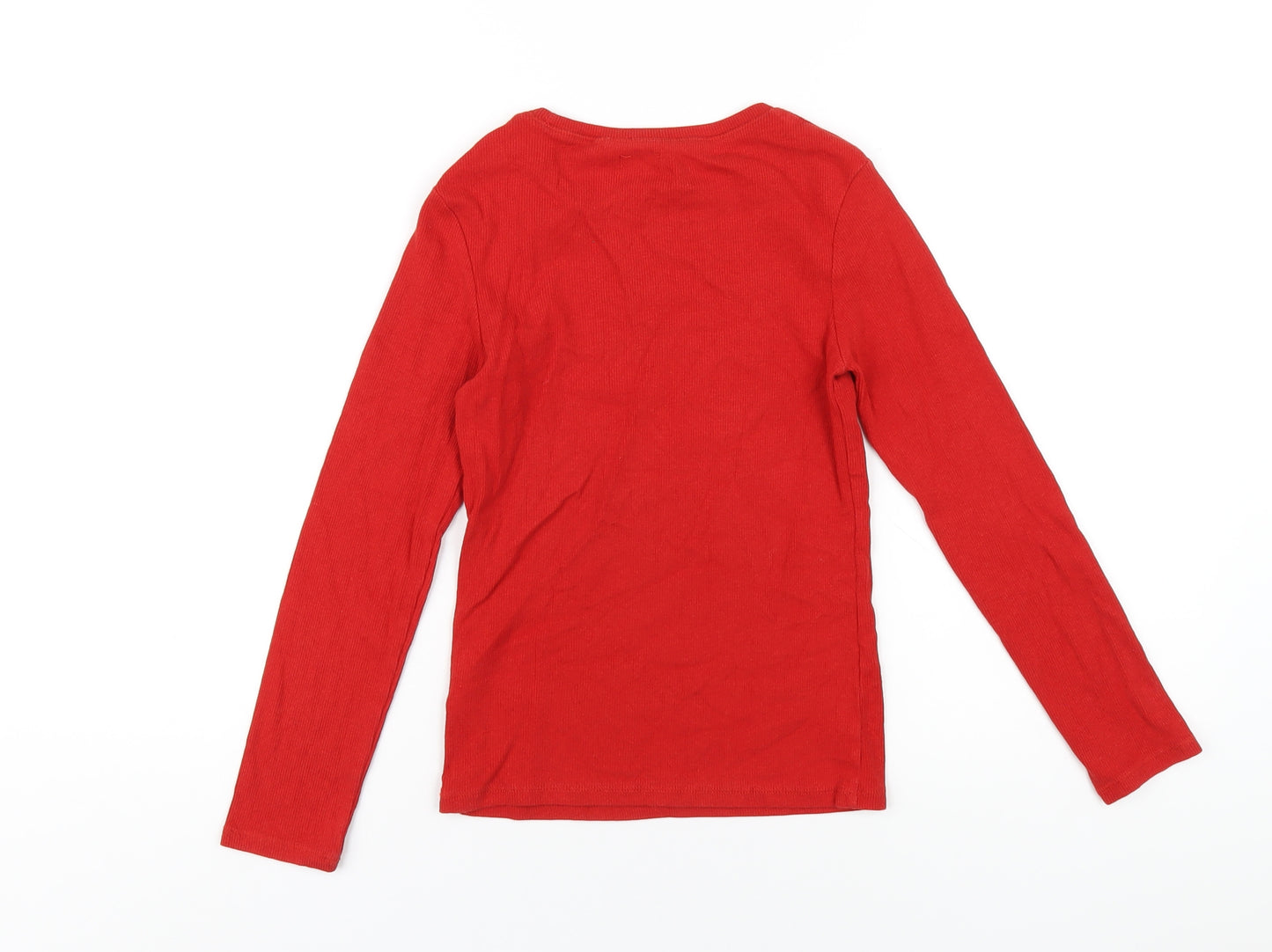 NEXT Girls Red Cotton Basic T-Shirt Size 10 Years Round Neck Pullover