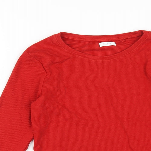 NEXT Girls Red Cotton Basic T-Shirt Size 10 Years Round Neck Pullover