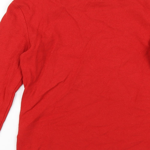 NEXT Girls Red Cotton Basic T-Shirt Size 10 Years Round Neck Pullover