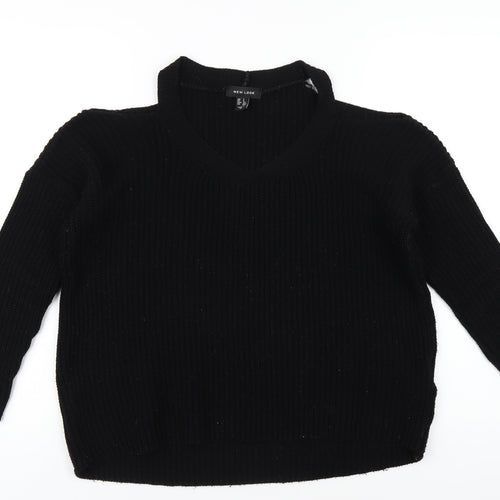 New Look Womens Black Round Neck Acrylic Pullover Jumper Size S - cold Shoulder
