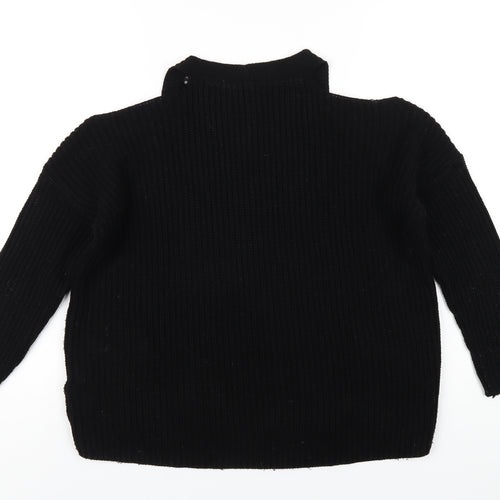 New Look Womens Black Round Neck Acrylic Pullover Jumper Size S - cold Shoulder