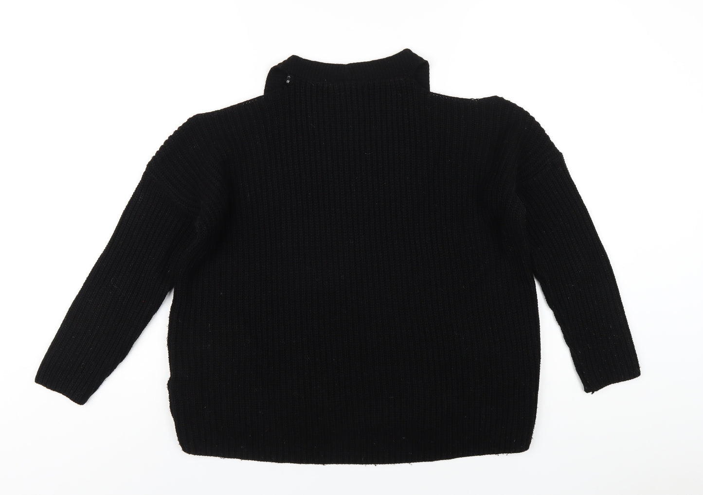 New Look Womens Black Round Neck Acrylic Pullover Jumper Size S - cold Shoulder