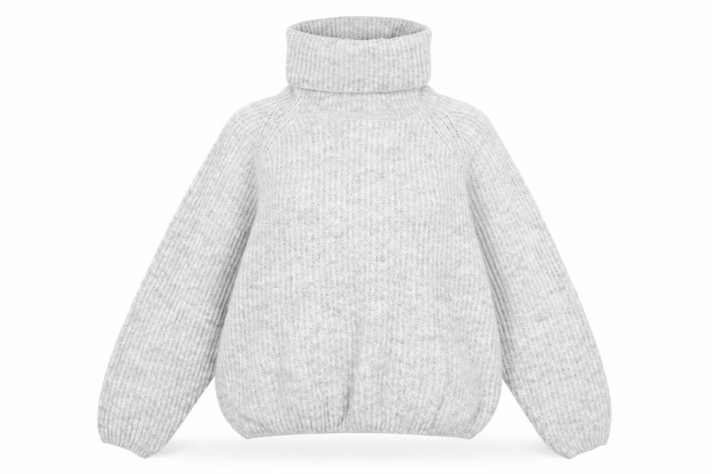 Front view of Subduded women’s grey roll neck acrylic jumper one size