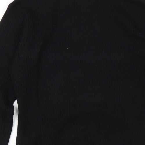 Brave Soul Womens Black Square Neck Acrylic Pullover Jumper Size S