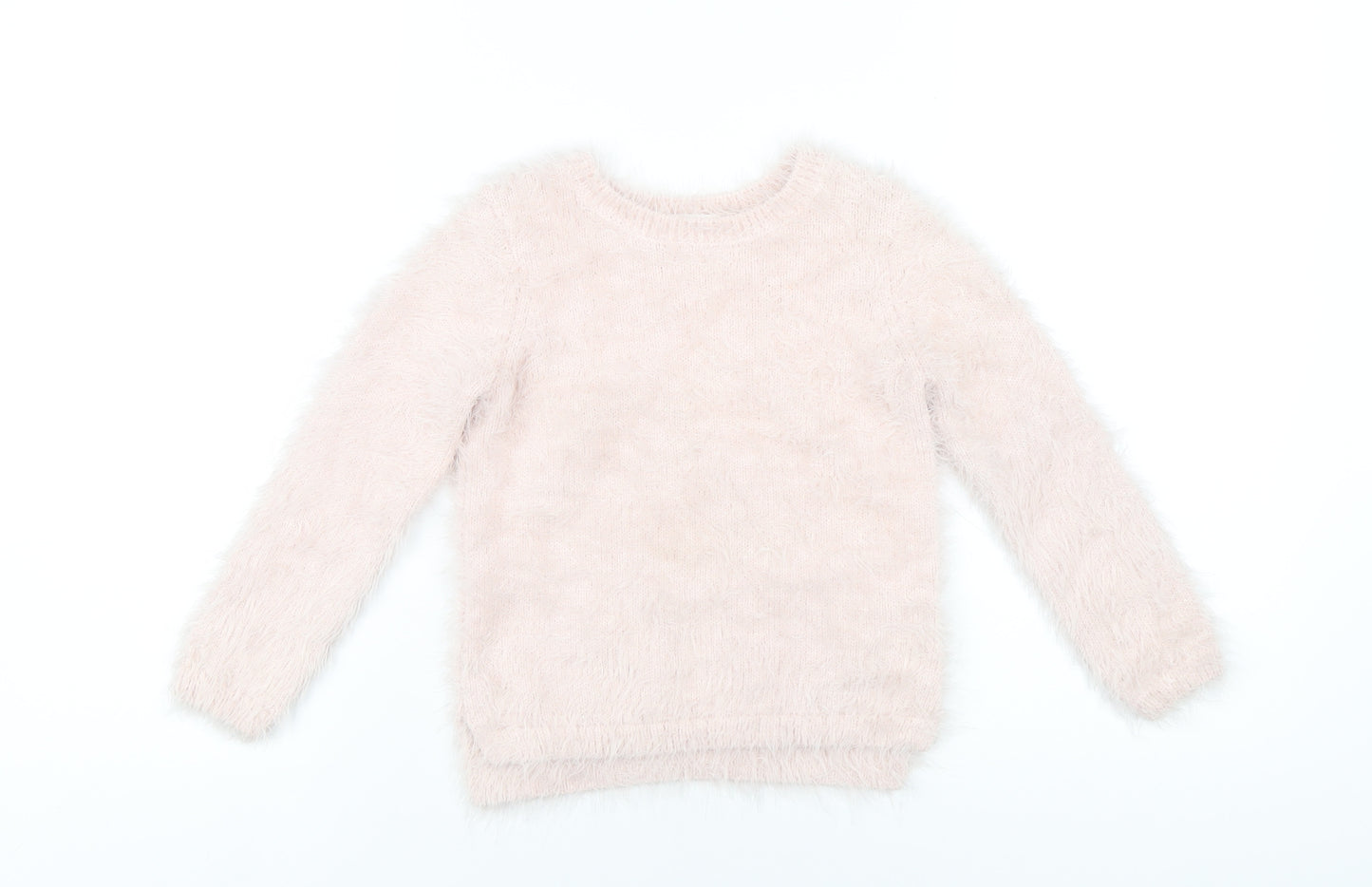 H&M Girls Pink Crew Neck Polyamide Pullover Jumper Size 5-6 Years Pullover