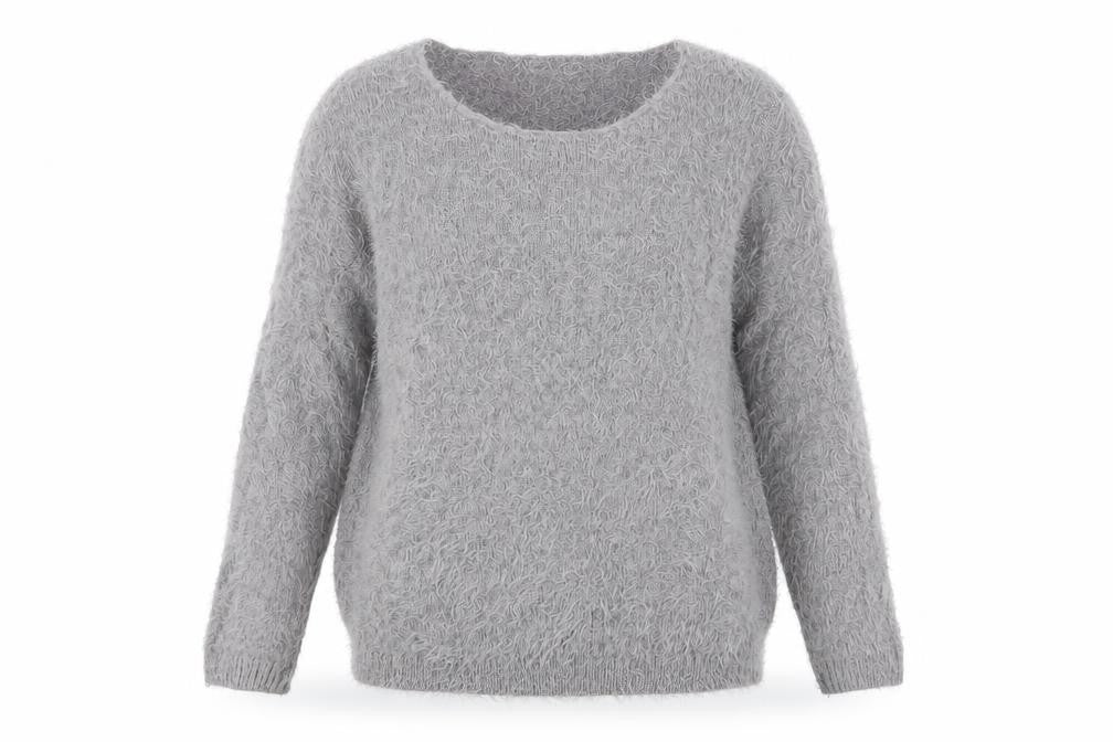 Front view of ESMARA women’s green round neck polyamide jumper, size UK 14