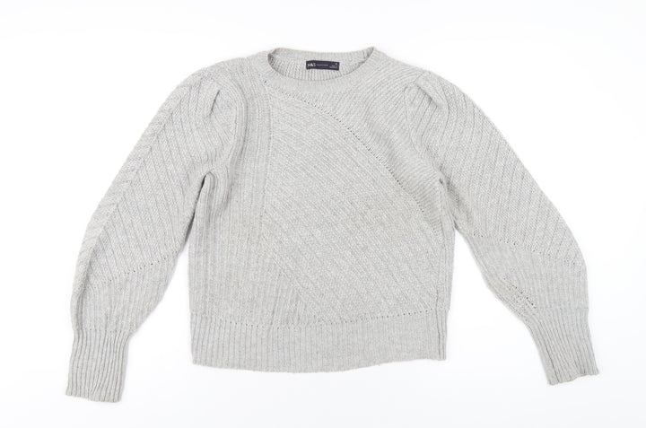 Marks and Spencer Womens Grey Crew Neck Polyester Pullover Jumper Size 10