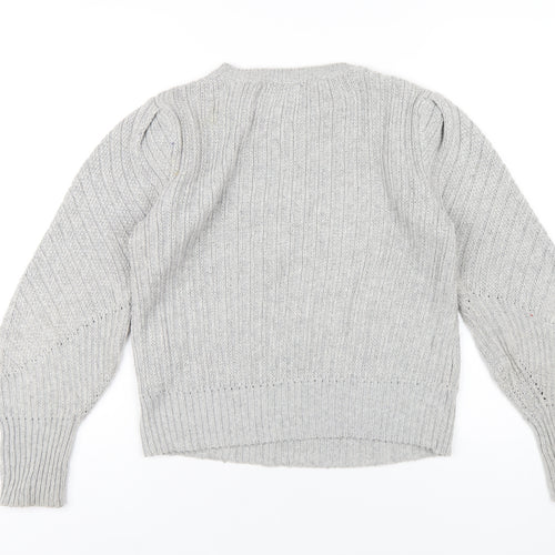 Marks and Spencer Womens Grey Crew Neck Polyester Pullover Jumper Size 10