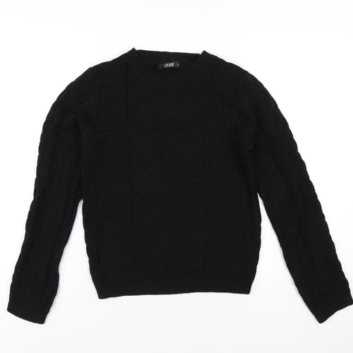 Quiz Womens Black Crew Neck Viscose Pullover Jumper Size S