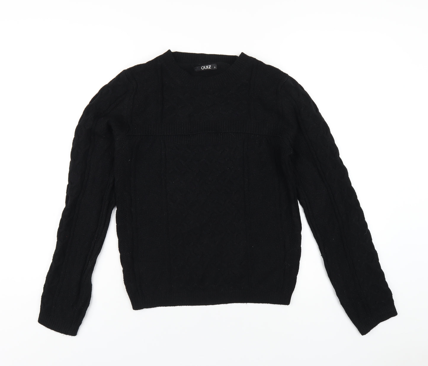 Quiz Womens Black Crew Neck Viscose Pullover Jumper Size S