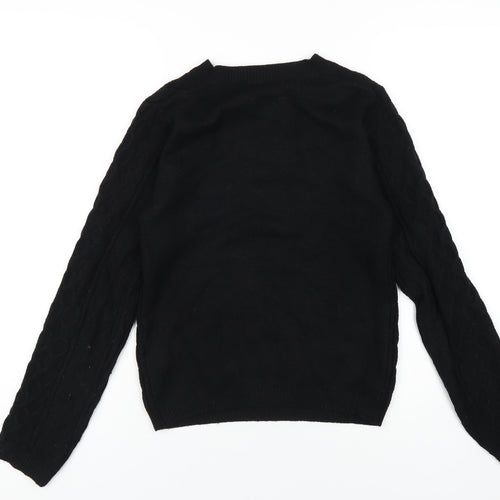 Quiz Womens Black Crew Neck Viscose Pullover Jumper Size S