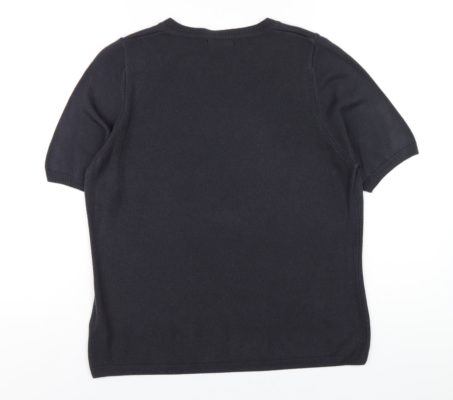 Classic Womens Blue Round Neck Acrylic Pullover Jumper Size 16