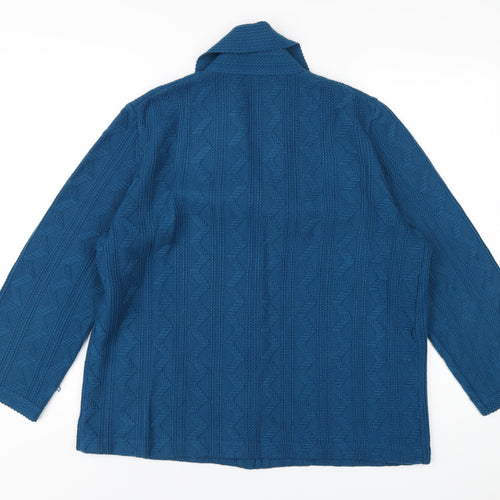 Christin Michaels Womens Blue Collared Acrylic Cardigan Jumper Size 18