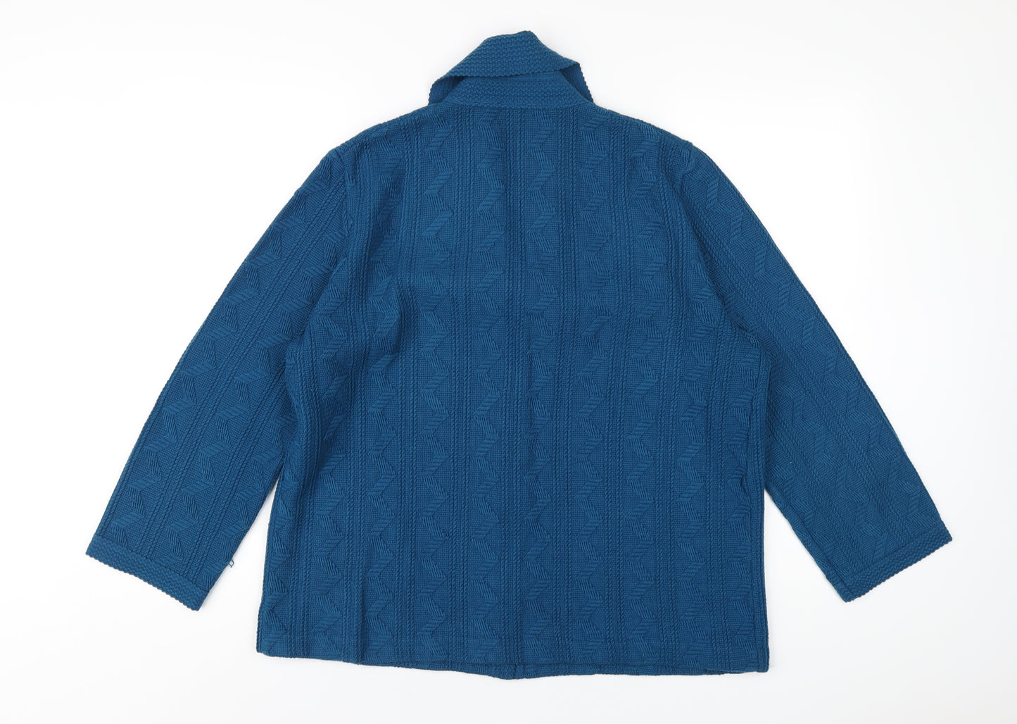 Christin Michaels Womens Blue Collared Acrylic Cardigan Jumper Size 18